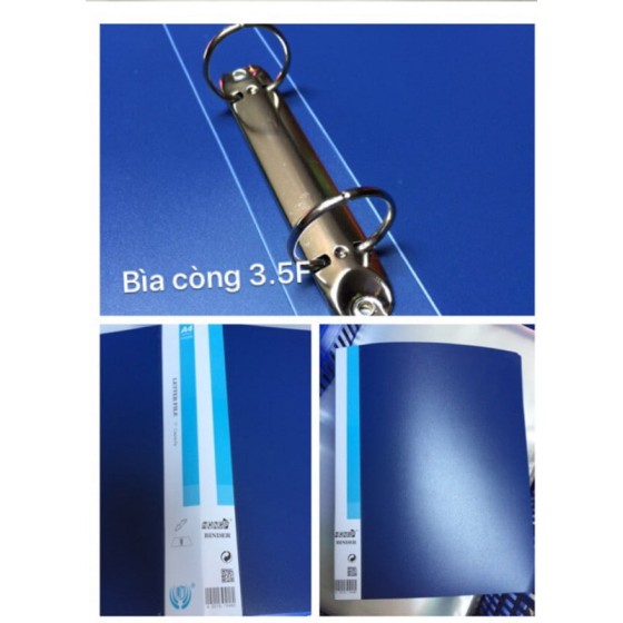 Bìa còng nhẫn nhựa VC 3,5cm xanh đen 