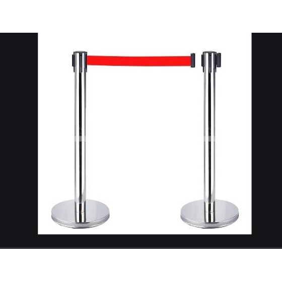 Cột chắn inox dây căng đỏ (cao 1 mét, dây 5 mét) 