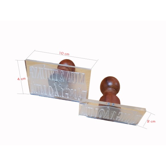 Dấu cán gỗ 10x4cm 